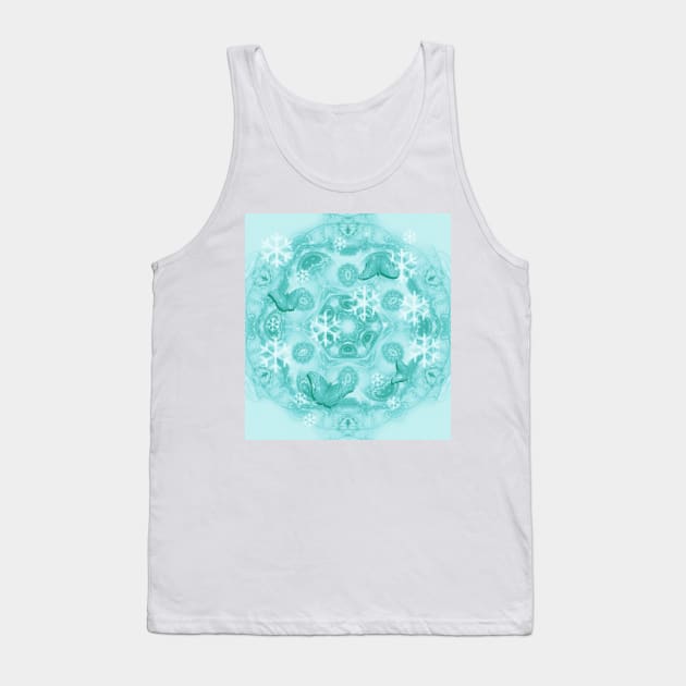 butterflies and snow on mandala in blue Tank Top by hereswendy